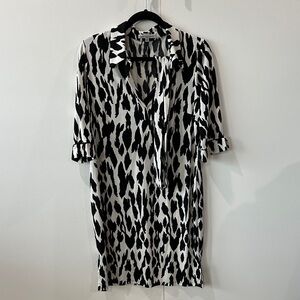 Sandra Darren Monochrome Patterned Dress